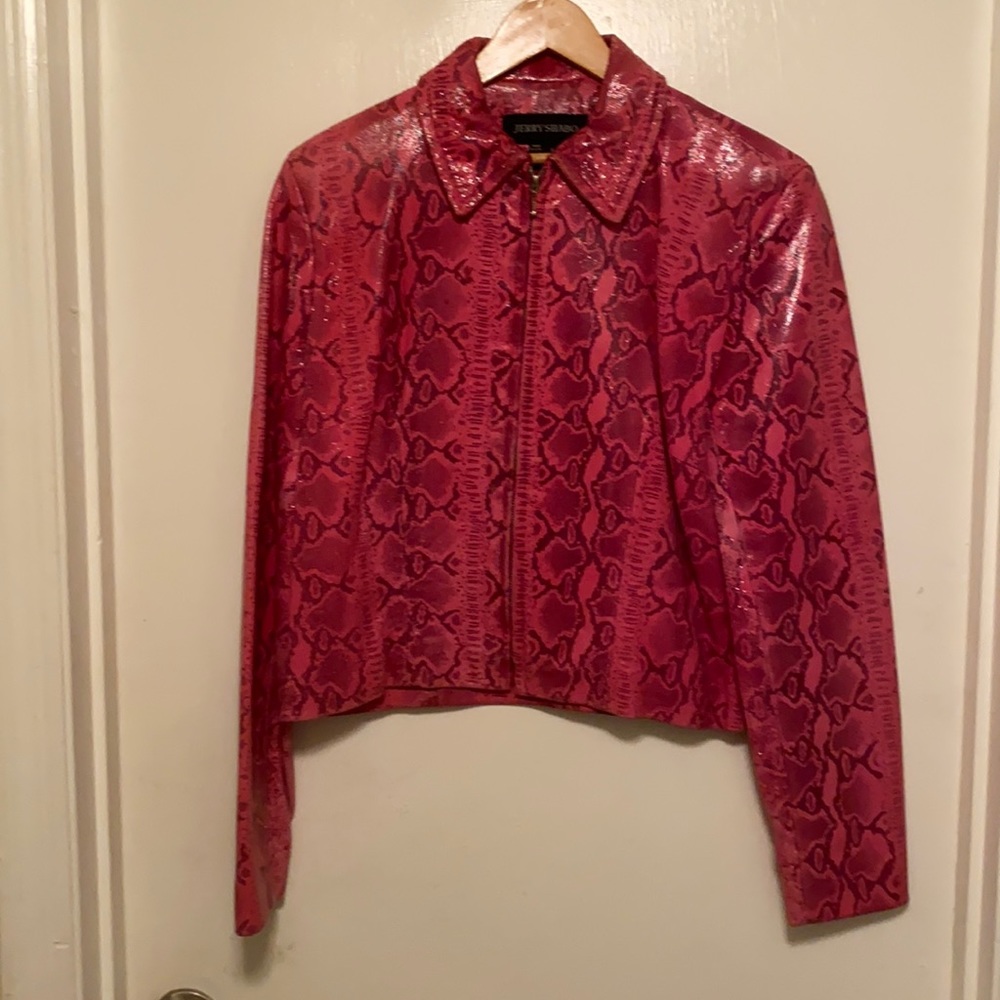 Leather hot pink with black snake